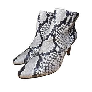 Banana Republic Leather Women’s Ankle Boots US Size 8 M Snake Print 3.5” Heel